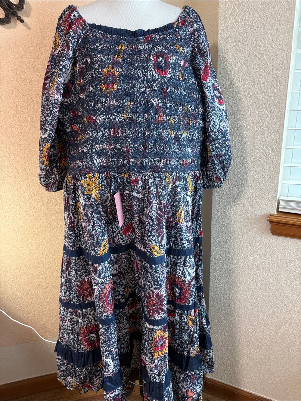 Ivy City Co Roselyn in Navy Floral Smocked Maxi Dress Sz 3XL - Picture 2 of 8
